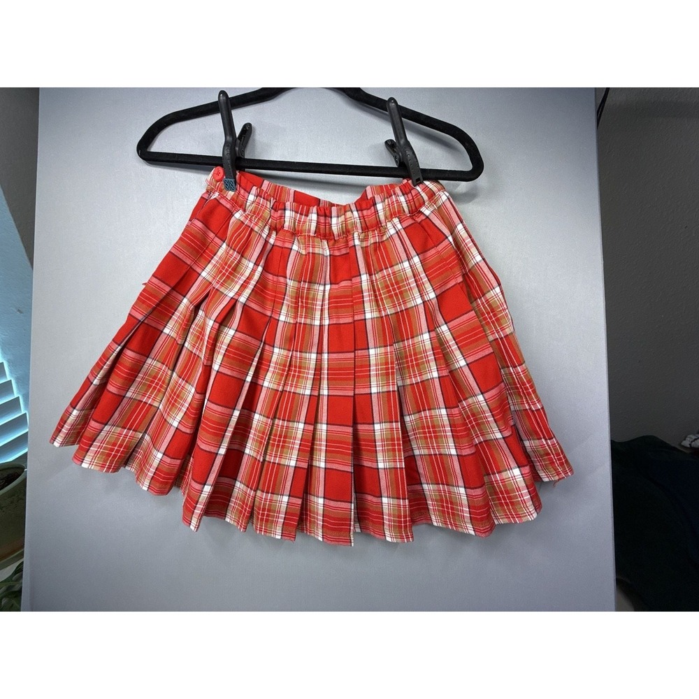 Aerie Y2K Women's Red Plaid Pleated Mini Skirt Size S - Picture 8 of 9